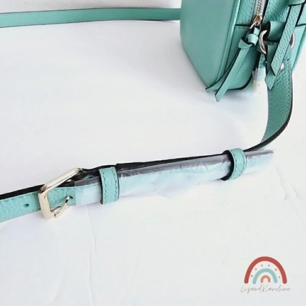 New! Kate Spade Pyper Mulberry Street Leather Aqua Bloom Camera Crossbody Bag